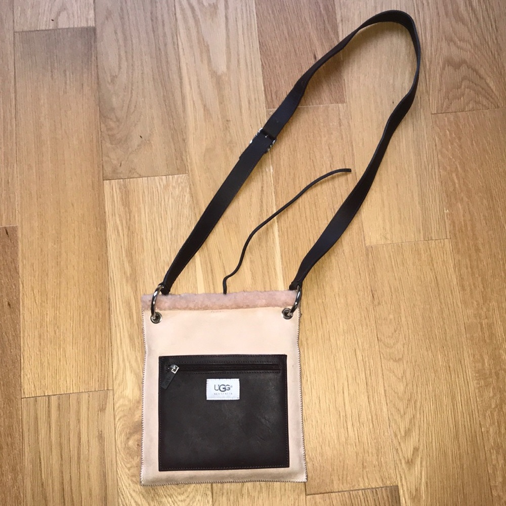 Ugg Australia Suede and Shearling Crossbody Bag